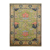 Multi Size Hand Knotted LoomBloom Muted Turkish Oushak 100% Wool Traditional Oriental Area Rug Green,Navy Color